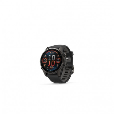 Garmin fēnix 8 AMOLED Sapphire kell, 43 mm, süsiniku hall DLC titaan, musta/pebble halli silikoonrih