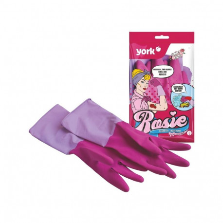 York Rosie Scented Rubber Gloves Pink Size L