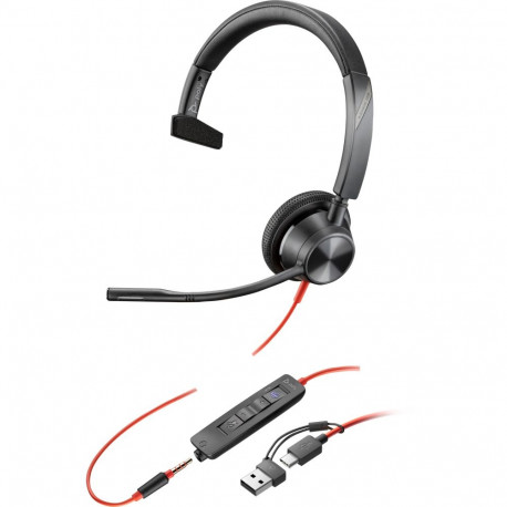 "HP Poly Headset Blackwire C3315-M Mono USB-C/A & 3.5 mm Teams"