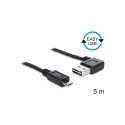 EASY-USB 2.0 Kabel, USB-A Stecker 90° > Micro-USB Stecker (schwarz, 5 Meter, rechts / links abgewink