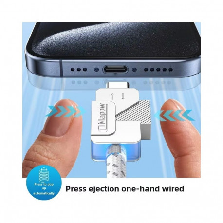 PremiumCord USB-C cable with one-handed USB-C disconnect button, fast charging 6A, cotton braid 2m