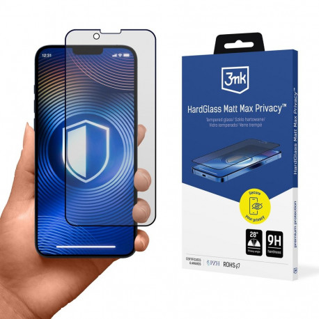 3mk Hardglass Matt Max Privacy Tempered Glass for Apple iPhone 13 / 13 Pro / 14 / 16e