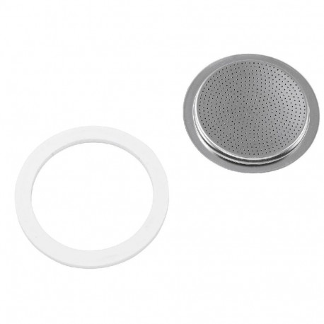 1 silicon gasket + 1 filter 6 cups Bialetti, inox