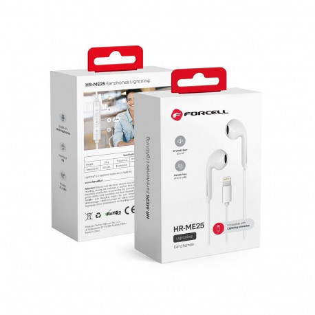 Wire earphones Lightning Forcell F-Audio HR-ME25 white