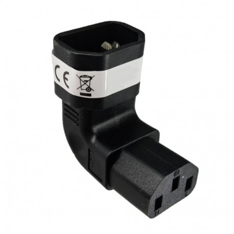 Vertical angled adapter IEC C13 female to IEC C14 male, voltage 230V, max. current 10A