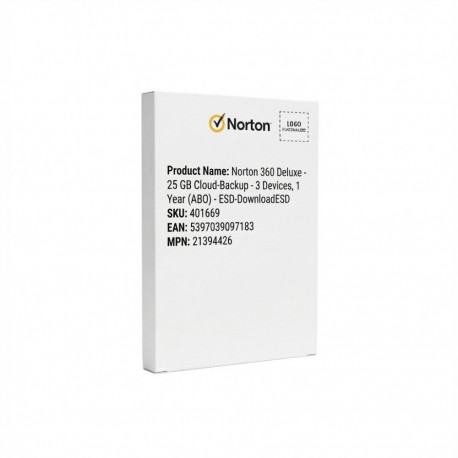 "Norton 360 Deluxe - 25 GB Cloud-Backup - 3 Devices, 1 Year (ABO) - ESD-Download"