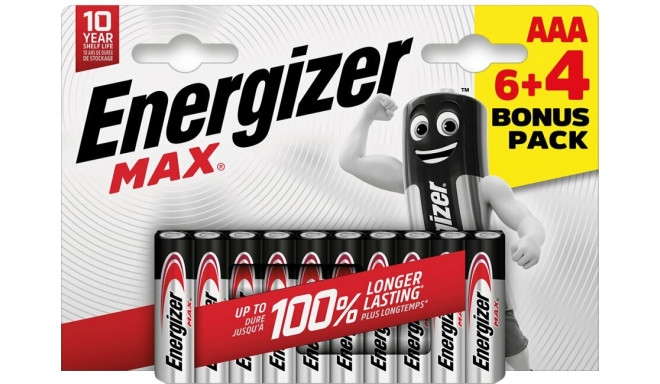 Energizer battery Max Alkaline AAA CHP10 6+4