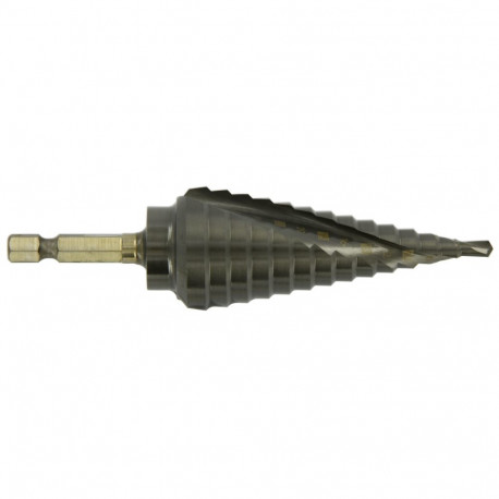 HSS step drill bit - TiAlN coated - Helical - Split point - Hexa shank (Hanging box) / ØMin/Max : 4/