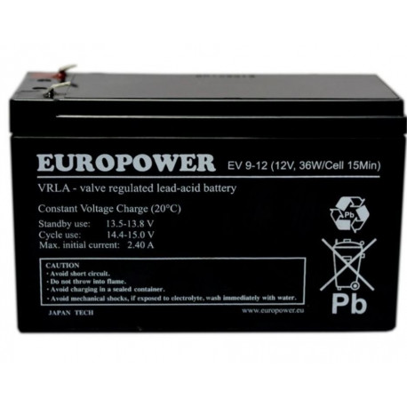Akumulator Europower EV 12-9 (12V 9Ah)
Opis produktu:
Szczelny, be