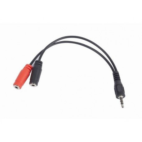 3.5mm 4-Pole (M) to 2x 3.5mm (F) Audio/Microphone Splitter Cable - 20cm
