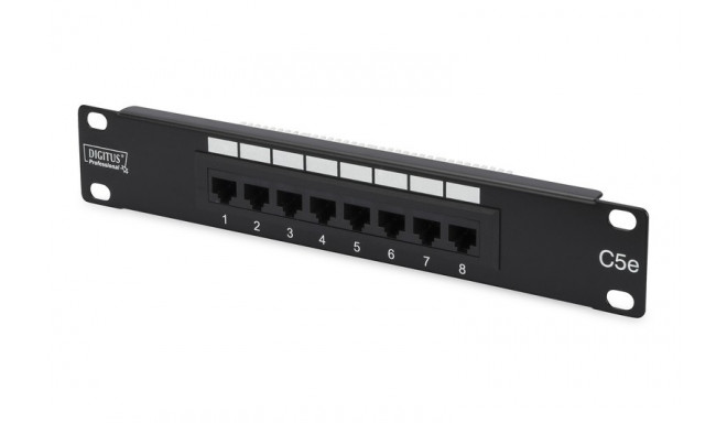 Patch panel 10 "8 ports, Cat5e, U / UTP, 1U, black (complete)
