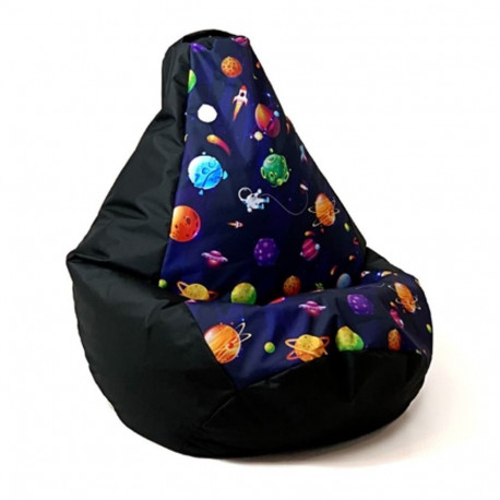 Sako bag pouffe pear print black-planets L 105 x 80 cm