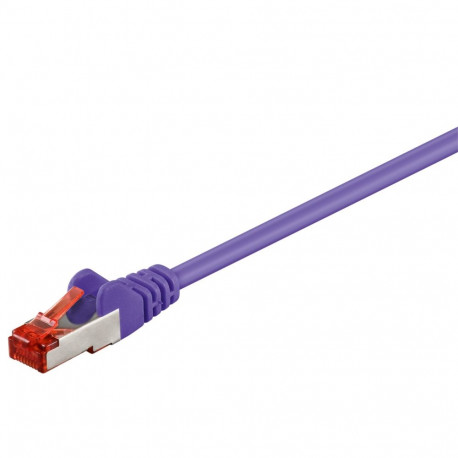 CAT6 Network cable, LS0H S/FTP 2x shielded: PIMF + braid shield 2xRJ45 plug violet 0.15m