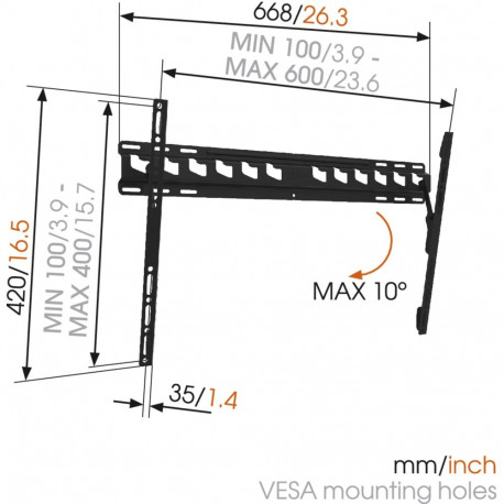 Vogels | Wall mount | MA4010-A1 | Tilt | 40-65 " | Maximum weight (capacity) 60 kg | Black