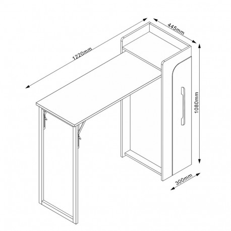Baarilaud HEDVIG kokkupandav 122x44,5xH108cm, saar/must
