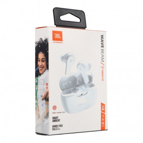 Wireless earphones JBL IP54 IPX2 Wave Beam white