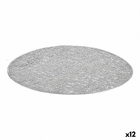 Table Mat Kinvara Silver Plastic 30 % Polyester Ø 38 cm 38 x 0,01 x 38 cm (12 Units)