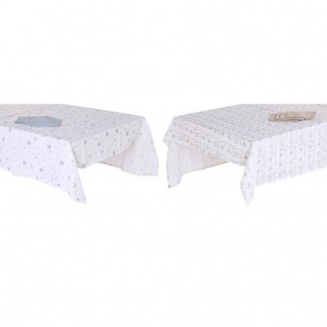 Tablecloth and napkins DKD Home Decor 150 x 150 x 0,5 cm Blue Brown White (2 Units)