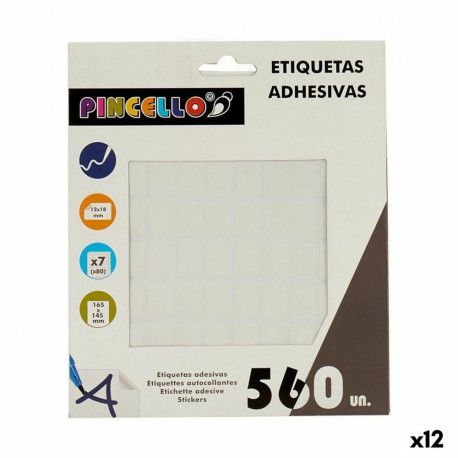 Adhesive labels Pincello 1711080 1711080 White 17 x 4 x 19 cm 12 x 18 mm Rectangular (12 Units)