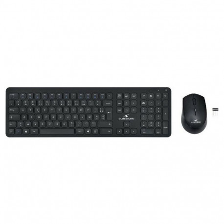 Keyboard and Mouse Bluestork Easy Slim AZERTY Black French