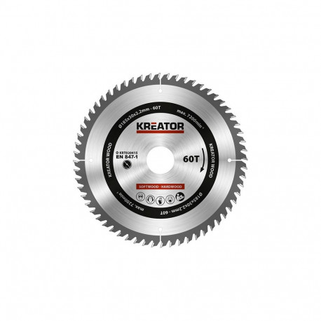Saw blade for wood Ø185x30x2.2mm, 60 teeth Kreator