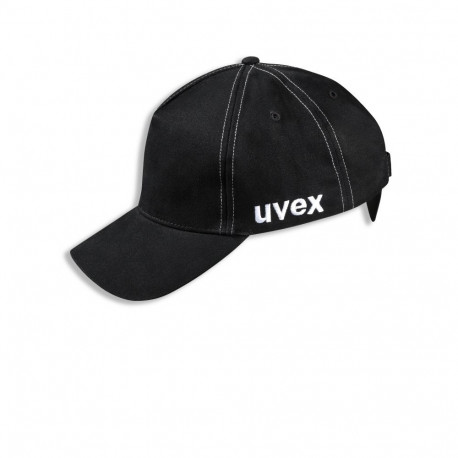 uvex u-cap sport industrial bump cap – long brim, size 60-63 cm, black textile, EN 812 certified, sh