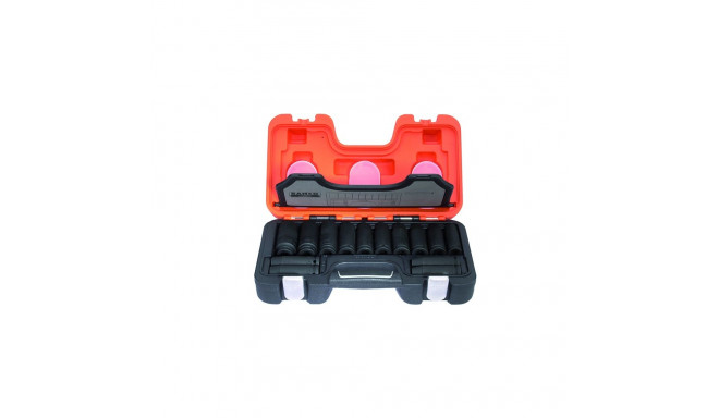 Deep hexagon impact sockets set 10-27mm 14 pcs 1/2"