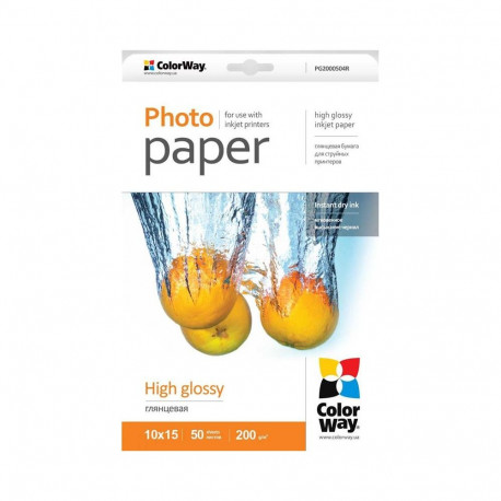 Fotopaber ColorWay 10x15, 200 g/m², 50 lehte, Läikiv