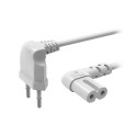 Voolukaabel Hama 2-pin 90° 3m, valge