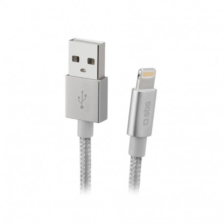 Cable SBS Braided USB/Lightning 1m Silver