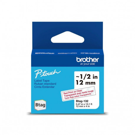 Lint Brother BTAG132 12mm punane/läbipaistev 4m