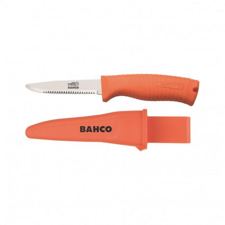 Bahco floating knife with serrated blade and fluorescent handle