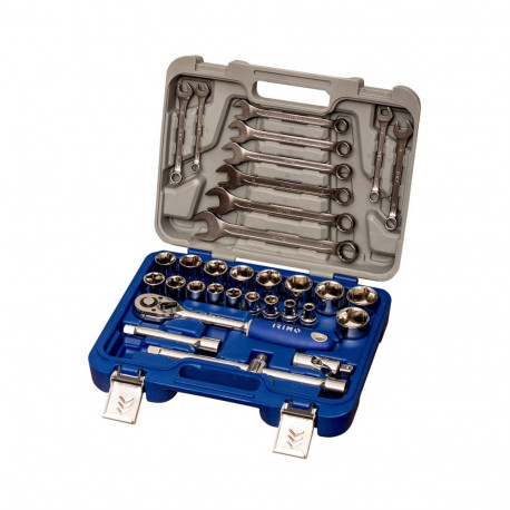 Sockets 8-32mm and combination wrenches 8-19mm set 1/2" 33 pcs Irimo