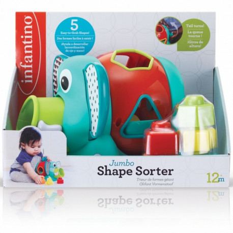 Here is a product overview for the Infantino Elephant Shape Sorter:
Prod