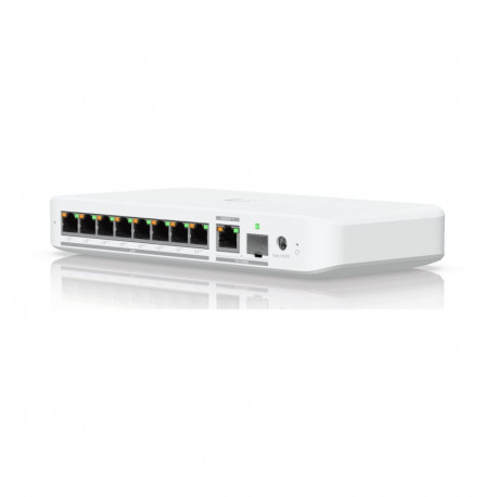 Ubiquiti paindlik, 8-pordiline 2.5 GbE PoE++ lüliti 10 GbE RJ45/SFP+ kombineeritud ülaliinipordiga |