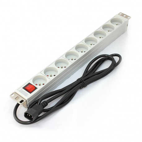 The PDU 19 "rack, 9 slots Type E, C14 connector cable, 2m, aluminum switch
