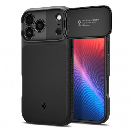 Kaitseümbris kaamera kattega Optik Armor (MagFit), Apple iPhone 17 Pro Max, must, MagSafe ühilduv, S