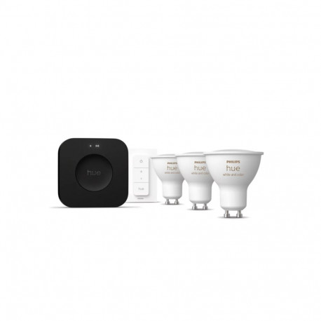 Philips Hue stardikomplekt: 3 GU10 pirni, hämarduslüliti, Hue Bridge Pro | GU10 | Zigbee, Wi-Fi, Blu
