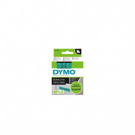 Dymo 45019 (S0720590) Label Tape 12mm x 7m, Black on Green