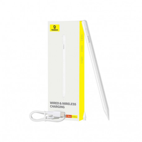 Active stylus Baseus Smooth Writing Series with wireless and cabled charging (White)