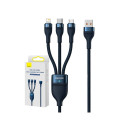 3in1 USB cable Baseus Flash Series, USB-C + micro USB + Lightning, 100W, 1.2m (blue)