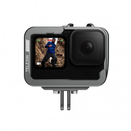 TELESIN Aluminum cage for GoPro Hero 12/11/10/9 +vertical adapter