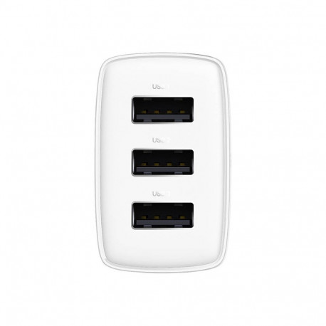 Baseus Compact Quick Charger, 3x USB, 17W (White)