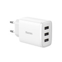 Baseus Compact Quick Charger, 3x USB, 17W (White)