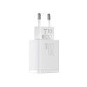 Baseus Compact Quick Charger, USB, USB-C, 20W (white)
