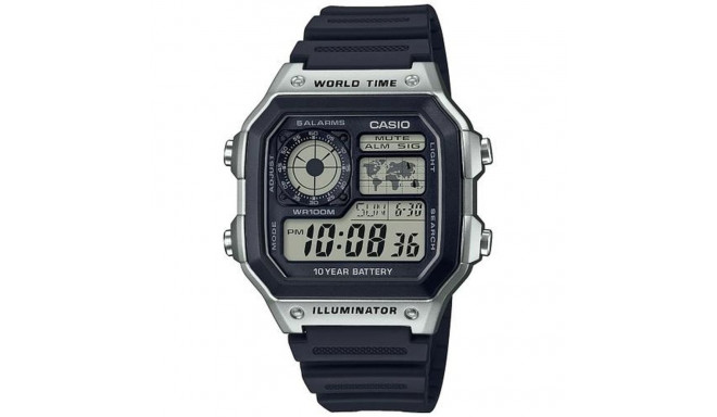 Meeste Kell Casio ILLUMINATOR WORLDTIME Must Hall (Ø 40 mm)