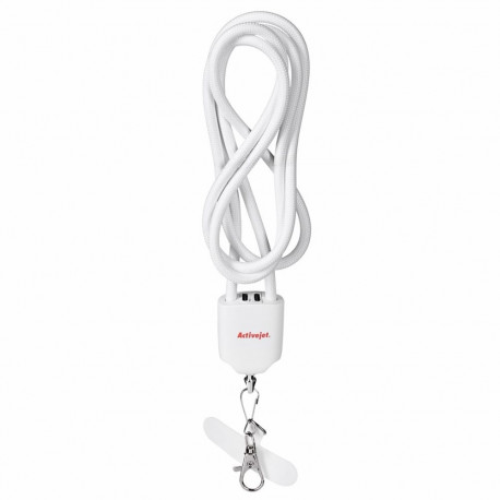 Activejet kaelapael 3-ühes laadimiskaabliga USB-C, Lightning ja USB-A, valge