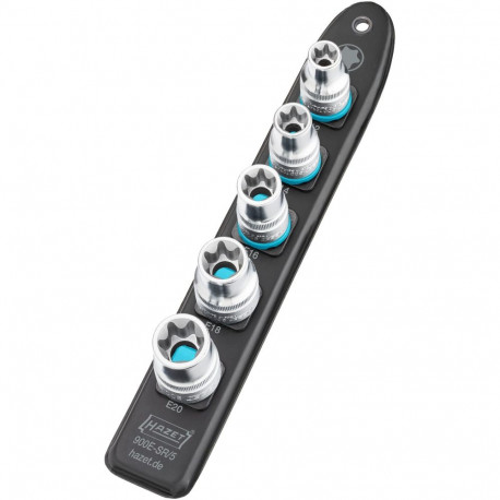 SmartRail 1/2" Steckschlüsseleinsatz-Satz Außen-Sechsrund, 5-teilig (schwarz, E12 - E20, kurz)