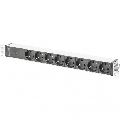 Premium-Line pistikupesade riba 8-pesaline 19" formaat 1,5HE 3m, must/helehall