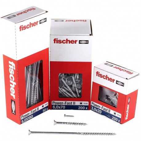 fischer chipboard screw Power-Fast II 6.0x180 countersunk (50 pieces, partial thread, galvanized)